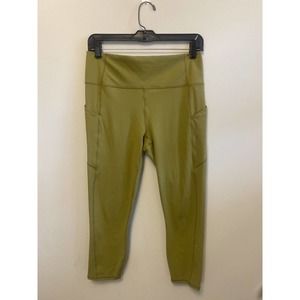 Fabletics Pureluxe Oasis High Waisted Tight Crop Leggings Green Pockets Large